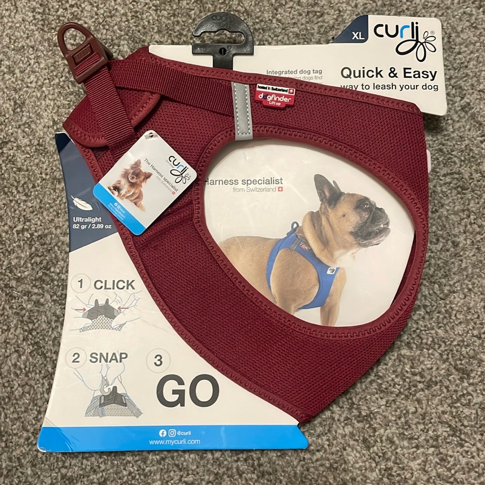 XL Curli Mesh Dog Harness - Ruby Colored